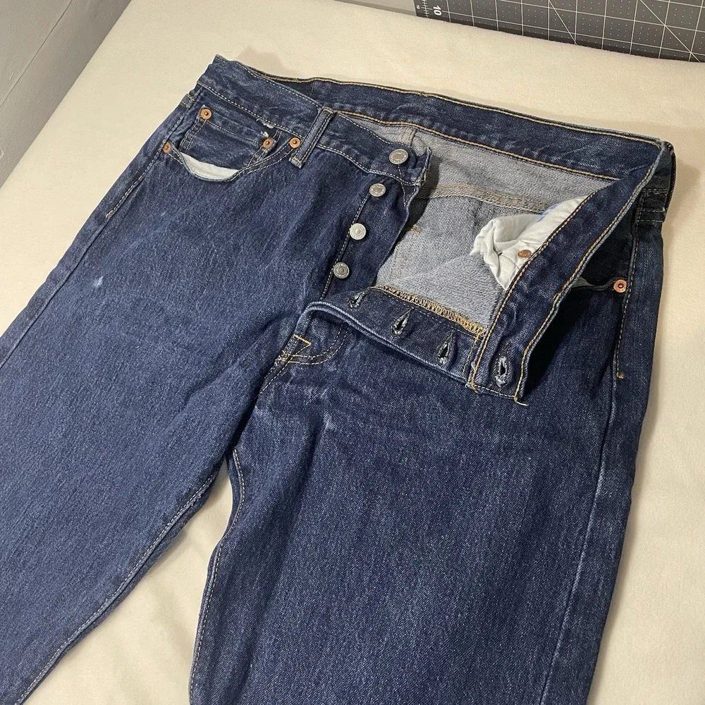 Levi's 501 Premium Jeans Mens W36 X L34 Button Fly Denim Blue Straight Leg